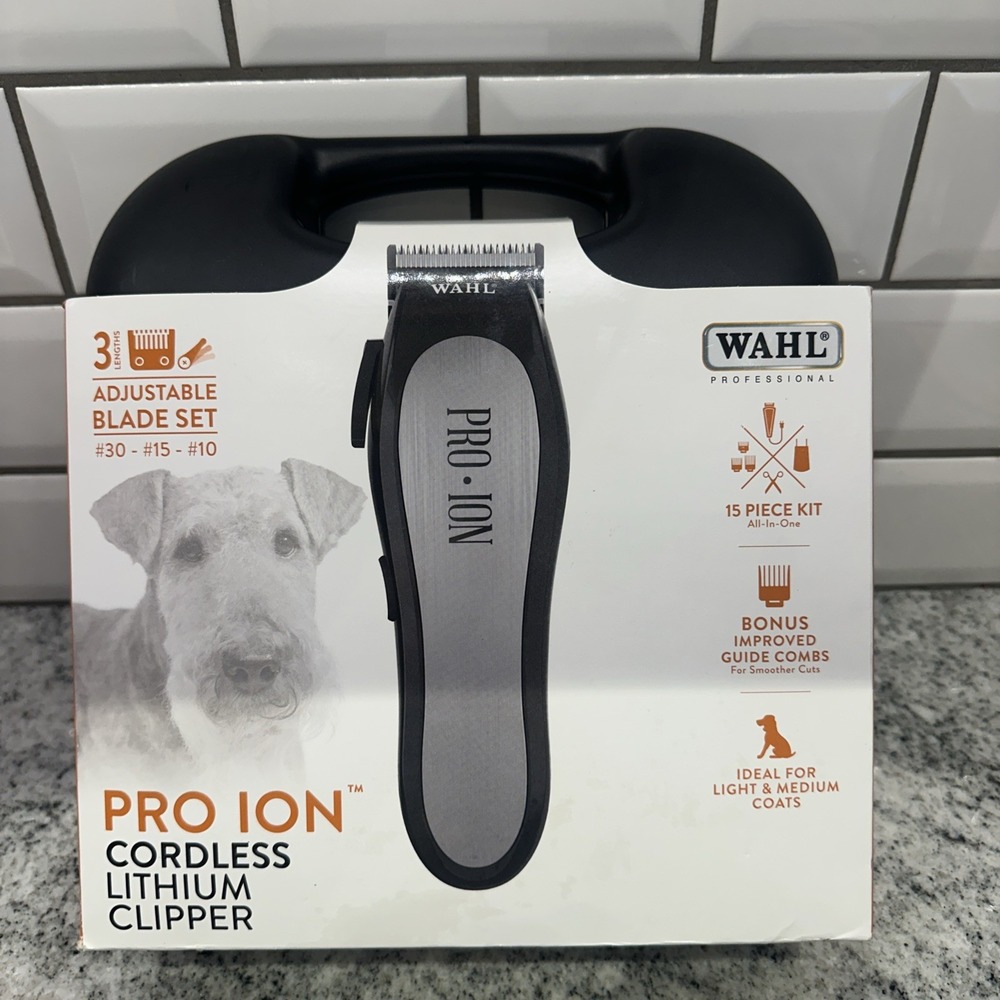 15 Pc WAHL PRO ION Cordless Clippers Professional DOG Grooming Adjustable‎ Blade